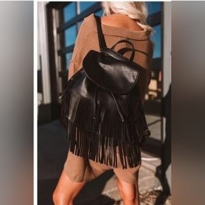 NEW CAM FRINGE VEGAN LEATHER CONVERTIBLE BACKPACK